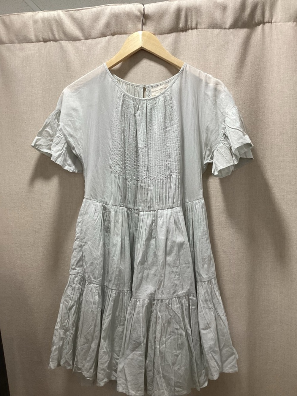 Urban Outfitters Light Blue Tiered Mini Dress | Pintuck Front | Size Small - Picture 2 of 8